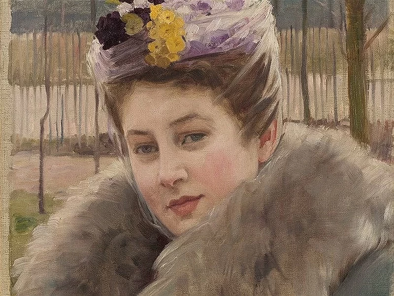 Signora con la pelliccia - dettaglio